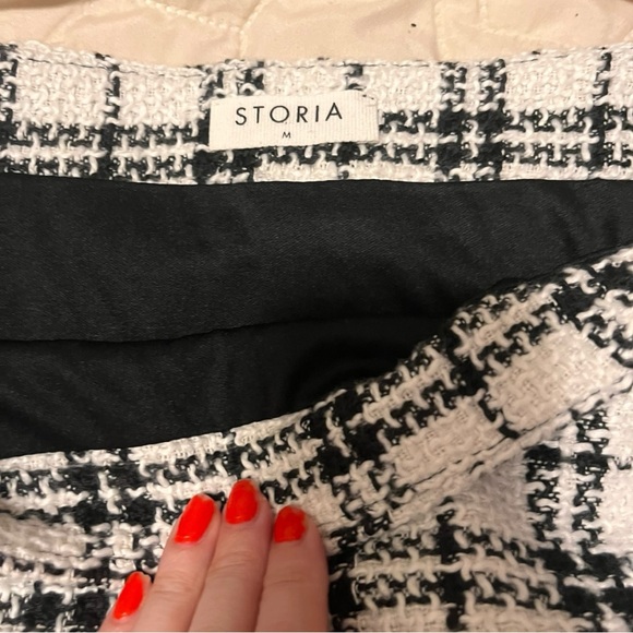 Storia houndstooth tweed plaid mini formal skirt size medium - Picture 3 of 4